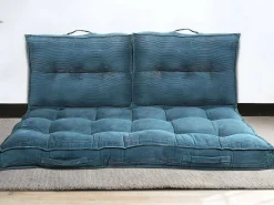 Set Van 2 Palletkussens Van Ribfluweel - L60 X D40 Cm - Blauw - Baila-OZAIA