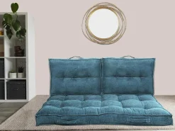 Set Van 2 Palletkussens Van Ribfluweel - L60 X D40 Cm - Blauw - Baila-OZAIA