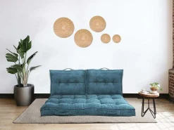 Set Van 2 Palletkussens Van Ribfluweel - L60 X D40 Cm - Blauw - Baila-OZAIA