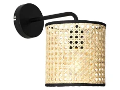 Set Van 2 Rieten Wandlampen In Etnische Stijl Neirobi - Ijzer En Rotan - H. 25 Cm - Zwart En Naturel-OZAIA Best