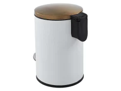 Set Van 2 Roestvrijstalen Pedaalemmers Pira - 30L En 3L - Wit En Goudkleurig-OZAIA Best