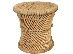 Set Van 2 Ronde Poefs Van Licht Naturelkleurig Rotan Mirtaka-Vente-unique Hot
