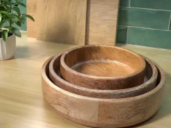 Set Van 3 Schaaltjes Van Mangohout - D17, 15 Et 12 Cm - Naturel - Valisa-OZAIA Sale