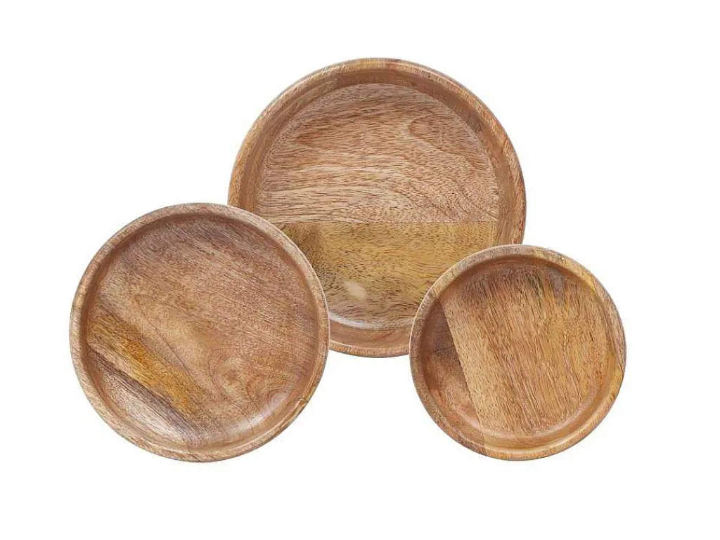 Set Van 3 Schaaltjes Van Mangohout - D17, 15 Et 12 Cm - Naturel - Valisa-OZAIA Sale