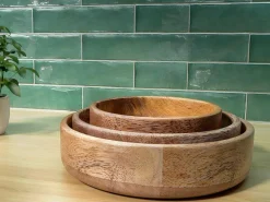 Set Van 3 Schaaltjes Van Mangohout - D17, 15 Et 12 Cm - Naturel - Valisa-OZAIA Sale