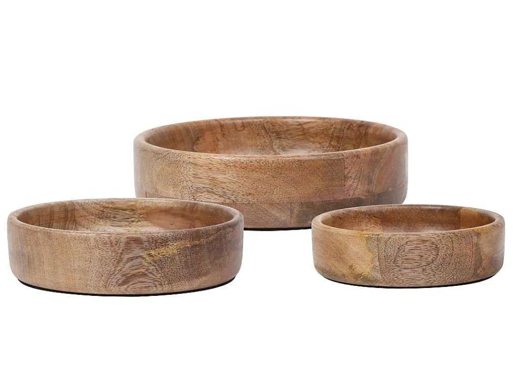 Set Van 3 Schaaltjes Van Mangohout - D17, 15 Et 12 Cm - Naturel - Valisa-OZAIA Sale