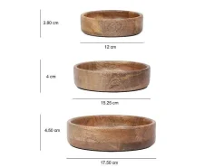 Set Van 3 Schaaltjes Van Mangohout - D17, 15 Et 12 Cm - Naturel - Valisa-OZAIA Sale