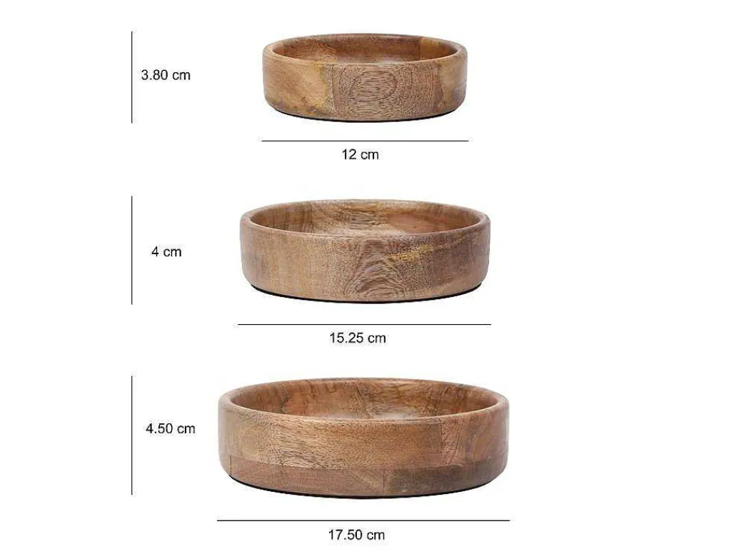 Set Van 3 Schaaltjes Van Mangohout - D17, 15 Et 12 Cm - Naturel - Valisa-OZAIA Sale