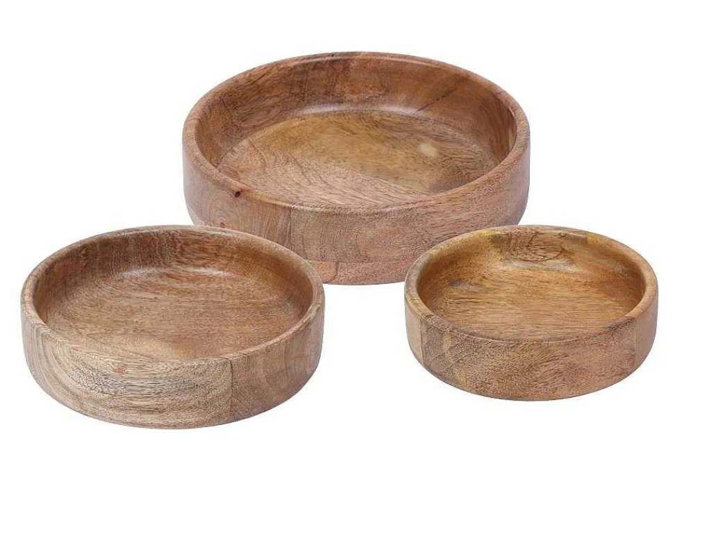 Set Van 3 Schaaltjes Van Mangohout - D17, 15 Et 12 Cm - Naturel - Valisa-OZAIA Sale