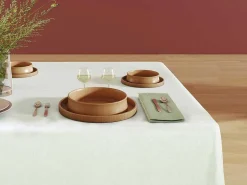 Set Van 4 Servetten Van Katoen - 45 X 45 Cm - Groen - Beige Rand - Loania-OZAIA Online