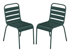 Set Van 2 Stapelbare Metalen Tuinstoelen - Dennengroen - Mirmande Van-MYLIA Sale