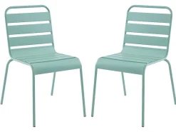 Set Van 2 Stapelbare Metalen Tuinstoelen Mirmande - Amandelgroen-MYLIA Clearance