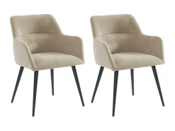 Set Van 2 Stoelen Heka - Met Armleuningen - Stof En Metaal - Beige-Vente-unique Sale