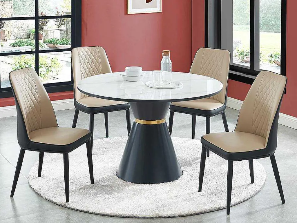 Set Van 2 Stoelen In Kunstleer En Metaal - Beige En Antraciet - Mildura-Vente-unique Hot