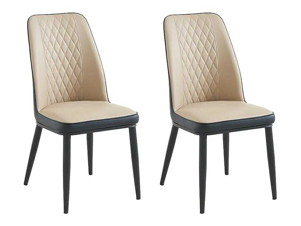 Set Van 2 Stoelen In Kunstleer En Metaal - Beige En Antraciet - Mildura-Vente-unique Hot