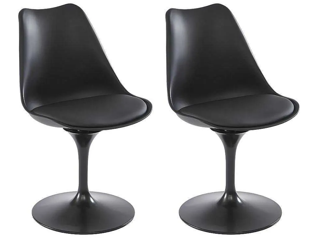 Set Van 2 Stoelen In Polypropeen, Kunstleer En Metaal - Zwart - Xafy-Vente-unique Hot