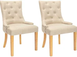 Set Van 2 Stoelen Jolia - Stof En Houten Poten - Beige-Vente-unique Discount