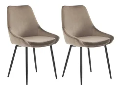 Set Van 2 Stoelen Masurie - Fluweel - Taupe-Vente-unique Clearance