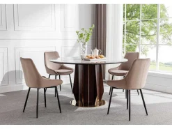 Set Van 2 Stoelen Masurie - Fluweel - Taupe-Vente-unique Clearance