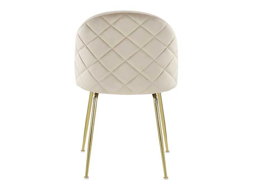 Set Van 2 Stoelen Melbourne - Fluweel En Goudkleurig Metaal - Beige-Vente-unique Outlet