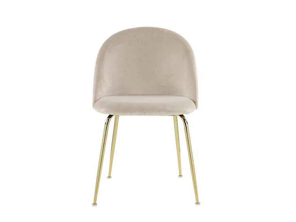 Set Van 2 Stoelen Melbourne - Fluweel En Goudkleurig Metaal - Beige-Vente-unique Outlet