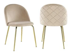 Set Van 2 Stoelen Melbourne - Fluweel En Goudkleurig Metaal - Beige-Vente-unique Outlet