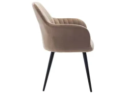 Set Van 2 Stoelen Met Armleuningen Eleana - Fluweel En Zwart Metaal - Beige-Vente-unique Online
