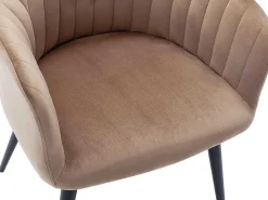 Set Van 2 Stoelen Met Armleuningen Eleana - Fluweel En Zwart Metaal - Beige-Vente-unique Online