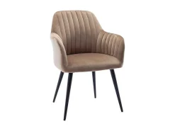 Set Van 2 Stoelen Met Armleuningen Eleana - Fluweel En Zwart Metaal - Beige-Vente-unique Online