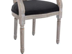 Set Van 2 Stoelen Met Armleuningen - Riet, Stof En Heveahout - Zwart - Antoinette-Vente-unique Discount