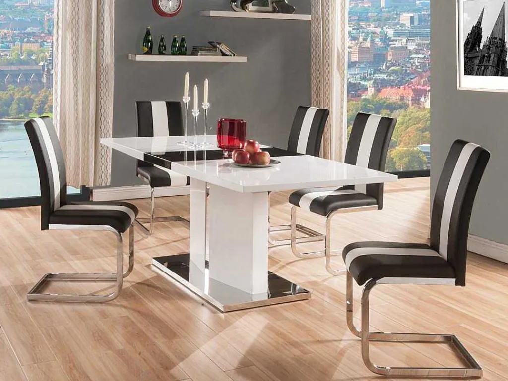 Set Van 4 Stoelen Trinity Van Kunstleer - Zwart En Wit - Van Pascal Morabito-Vente-unique Best