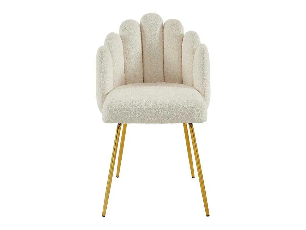 Set Van 2 Stoelen Van Bouclestof En Goudkleurig Metaal - Cremewit - Altinam Van-PASCAL MORABITO Discount