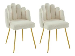 Set Van 2 Stoelen Van Bouclestof En Goudkleurig Metaal - Cremewit - Altinam Van-PASCAL MORABITO Discount