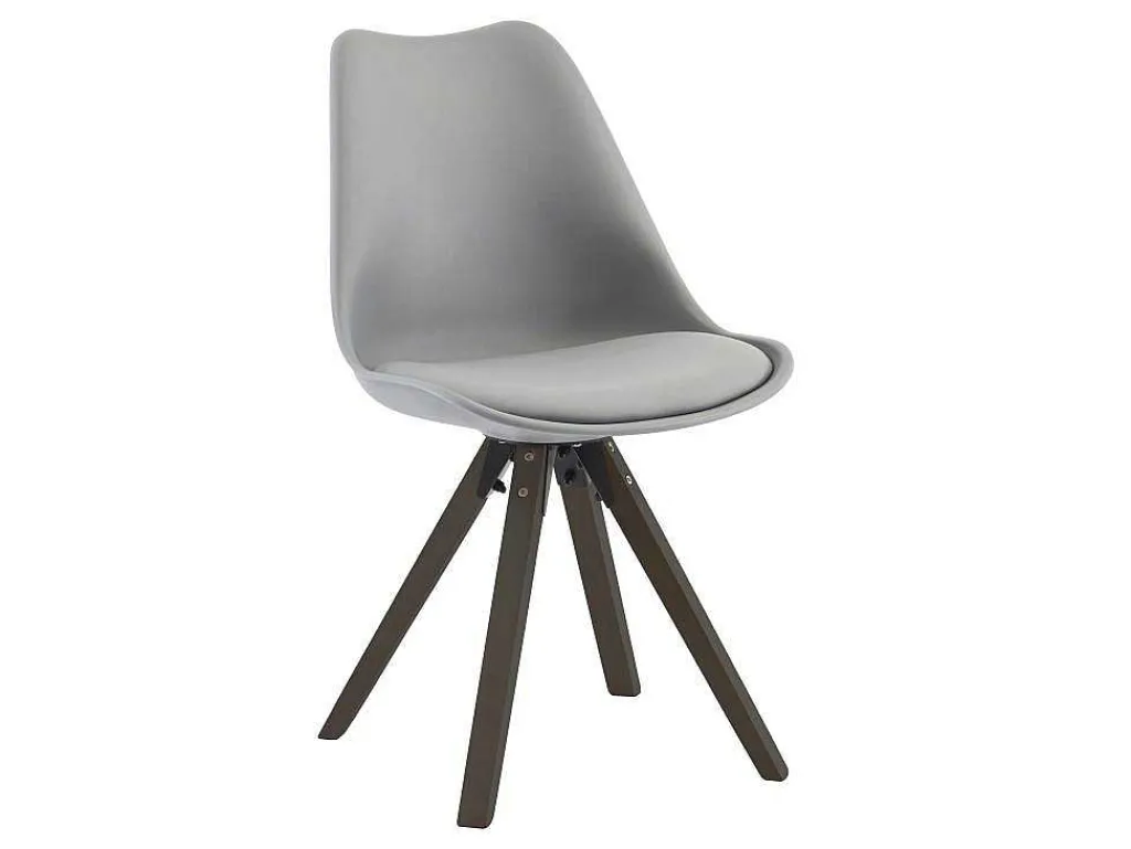 Set Van 6 Stoelen Van Polypropyleen En Beuken - Grijs En Donker Naturel - Serani-Vente-unique Online