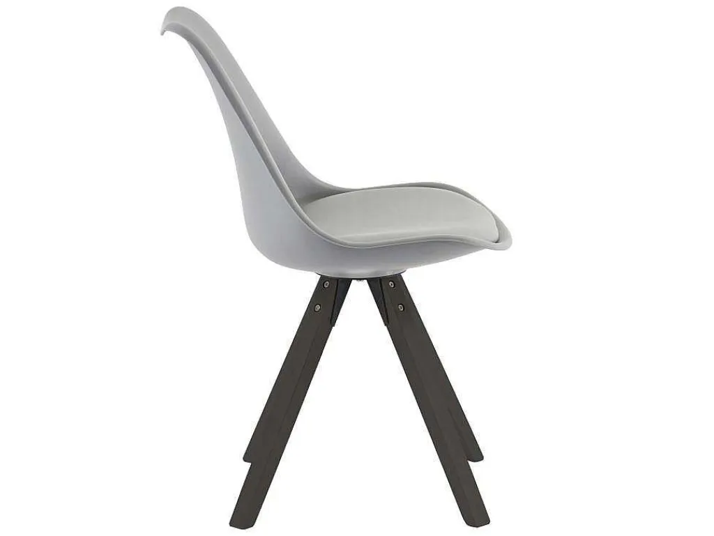 Set Van 6 Stoelen Van Polypropyleen En Beuken - Grijs En Donker Naturel - Serani-Vente-unique Online