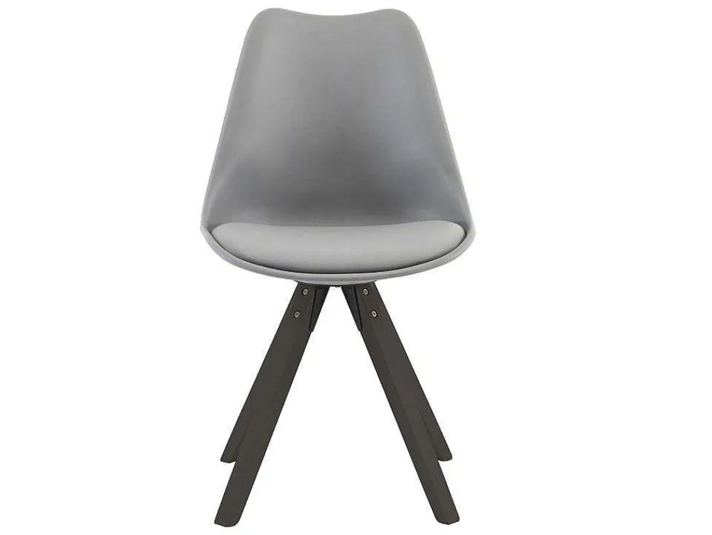 Set Van 6 Stoelen Van Polypropyleen En Beuken - Grijs En Donker Naturel - Serani-Vente-unique Online