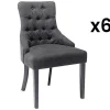 Set Van 6 Stoelen Van Stof En Heveahout - Grijs - Mervia-Vente-unique Clearance