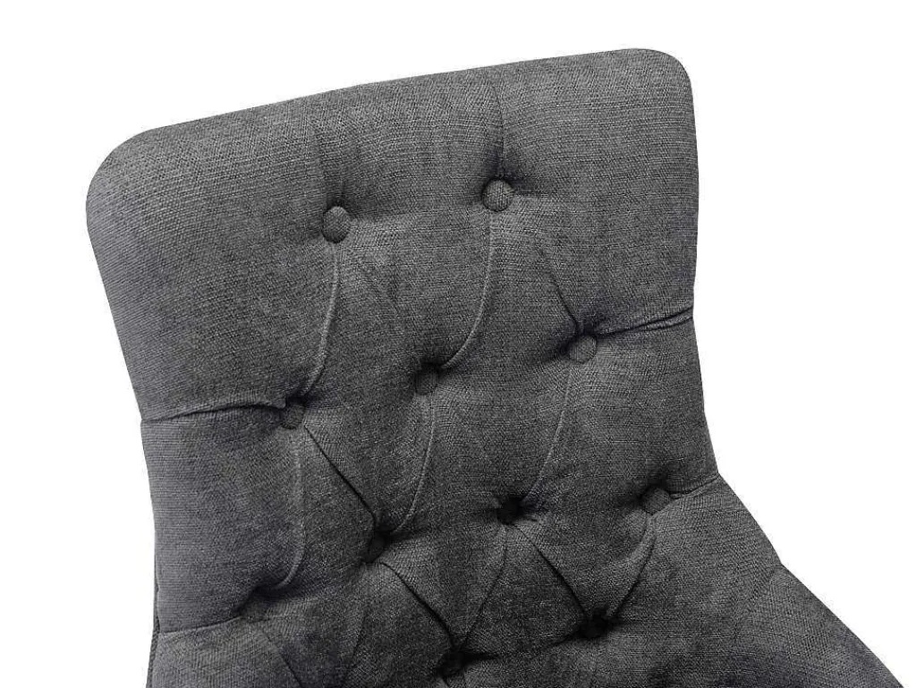 Set Van 6 Stoelen Van Stof En Heveahout - Grijs - Mervia-Vente-unique Clearance