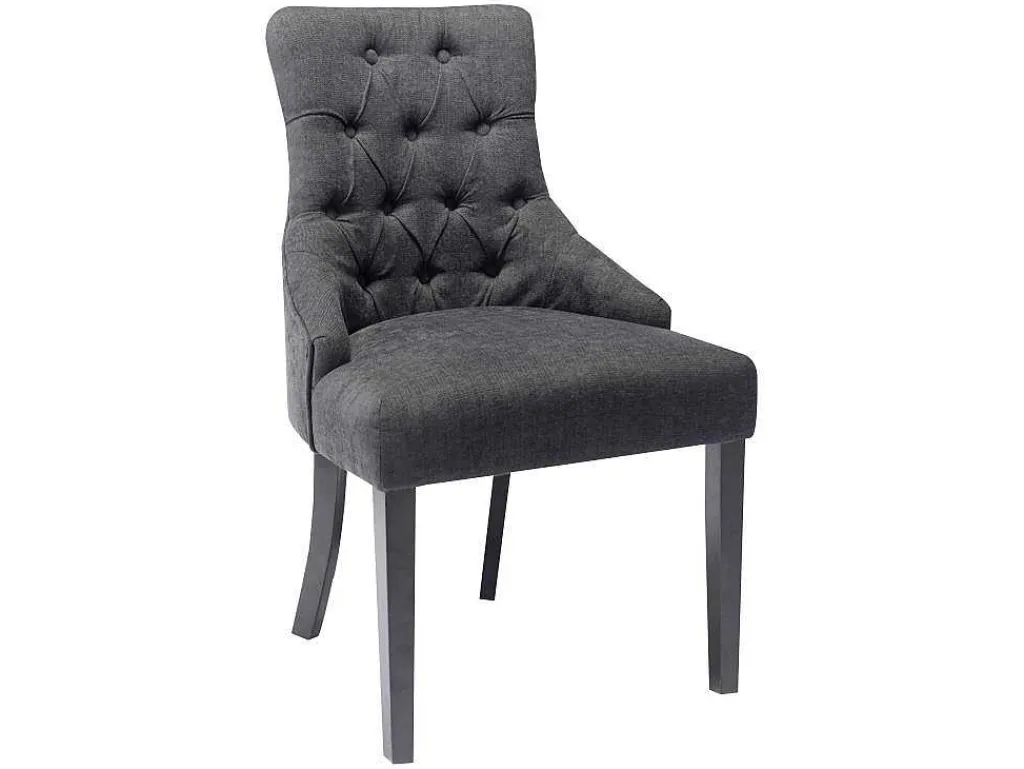 Set Van 6 Stoelen Van Stof En Heveahout - Grijs - Mervia-Vente-unique Clearance