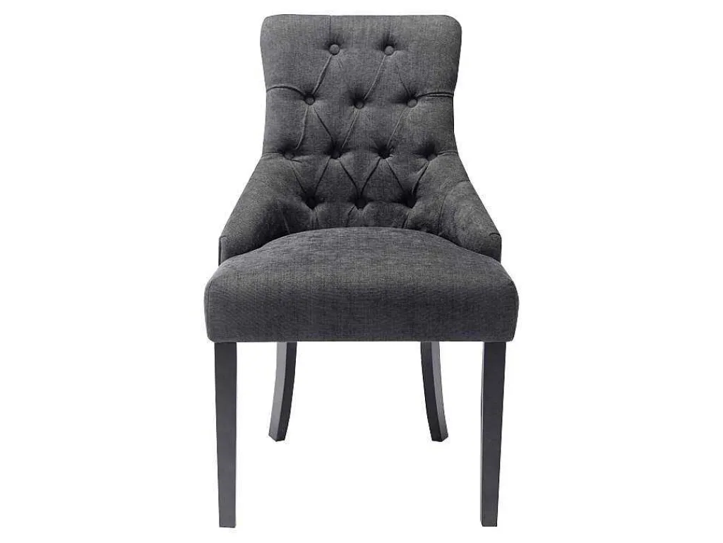 Set Van 6 Stoelen Van Stof En Heveahout - Grijs - Mervia-Vente-unique Clearance