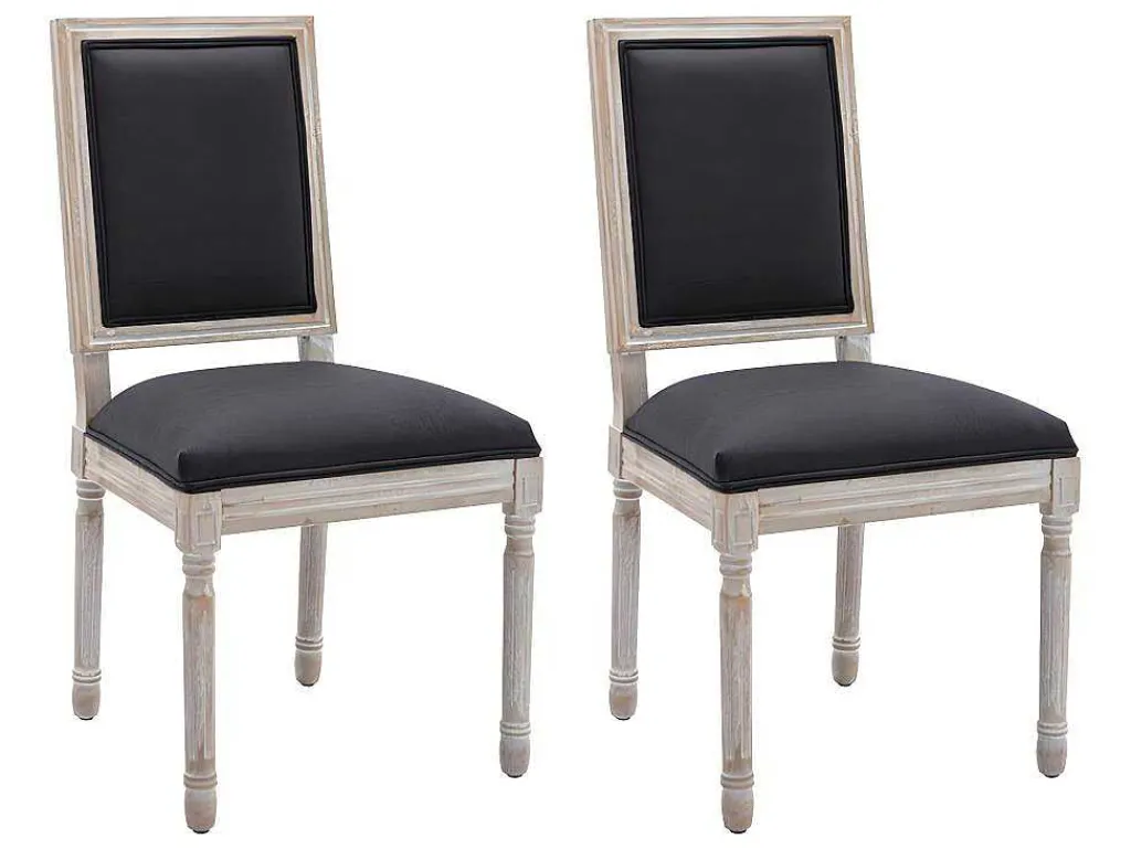 Set Van 2 Stoelen Van Stof En Heveahout - Zwart - Amboisette-Vente-unique Discount