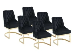 Set Van 6 Stoelen Van Velours En Goudkleurig Roestvrij Staal - Zwart - Porilaso Van-PASCAL MORABITO Discount