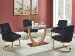 Set Van 6 Stoelen Van Velours En Goudkleurig Roestvrij Staal - Zwart - Porilaso Van-PASCAL MORABITO Discount
