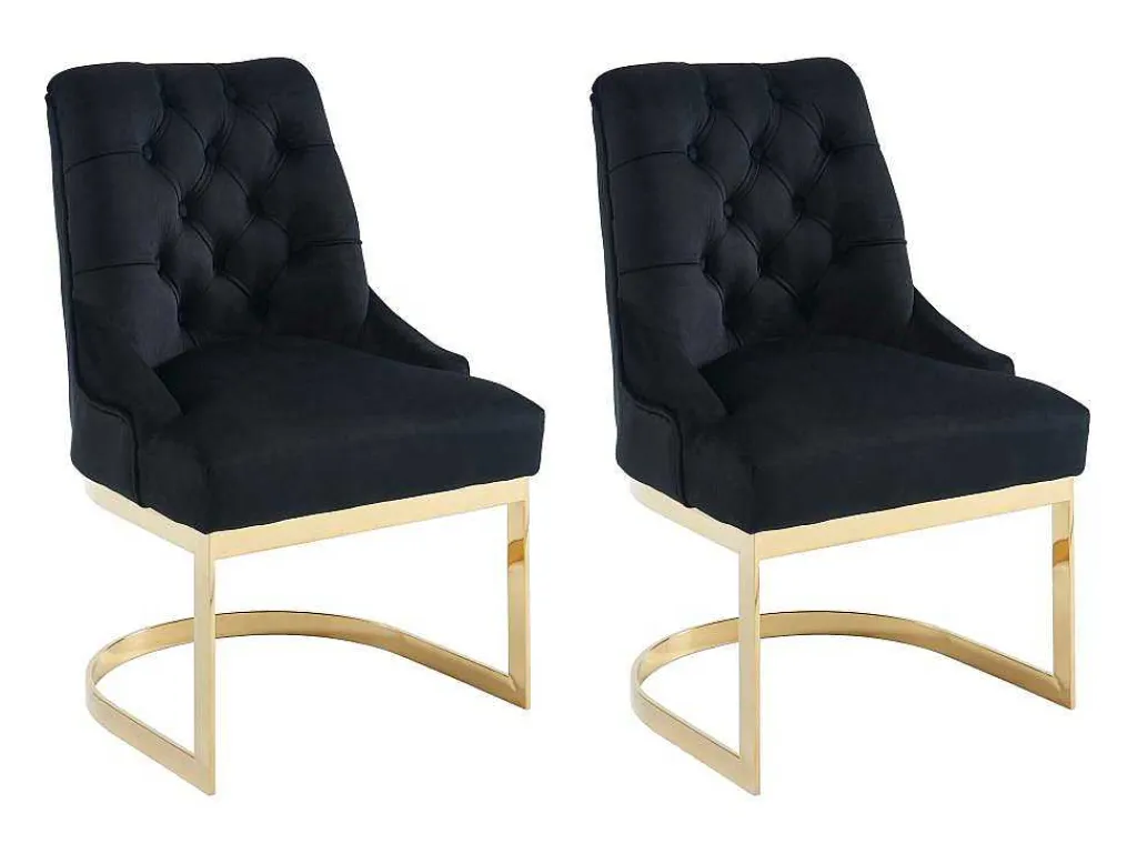 Set Van 2 Stoelen Van Velours En Goudkleurig Roestvrij Staal - Zwart - Porilaso Van-PASCAL MORABITO Online