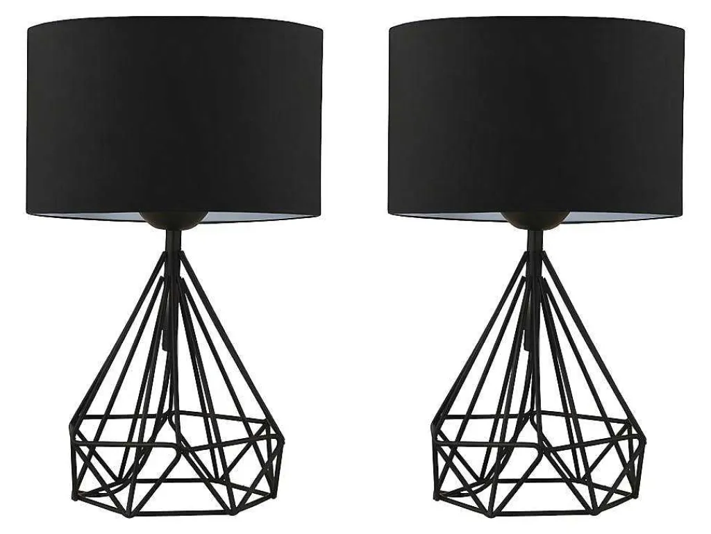 Set Van 2 Tafellampen Van Metaal Met Stoffen Kap - Zwart - H41 Cm - Anaia-OZAIA Hot