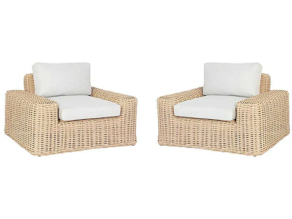 Set Van 2 Tuinstoelen Obidos Van Gevlochten Hars-MYLIA Discount