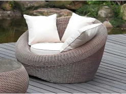 Set Van 2 Tuinstoelen Van Karamelkleurig Gevlochten Hars - Whiteheaven-MYLIA Outlet