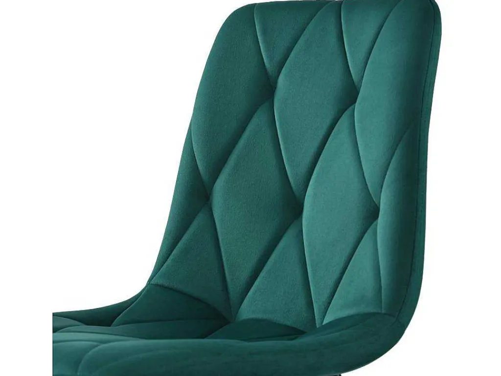 Set Van 4 Velvet Stoelen - Metalen Structuur - Ruitpatroon - Groen-ModernLuxe Online