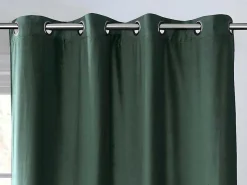 Set Van 2 Verduisterende Gordijnen Van Velours - L135 X H250 Cm - Groen Met Zilverkleurige Ogen - Darrel-OZAIA Clearance