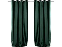 Set Van 2 Verduisterende Gordijnen Van Velours - L135 X H250 Cm - Groen Met Zilverkleurige Ogen - Darrel-OZAIA Clearance